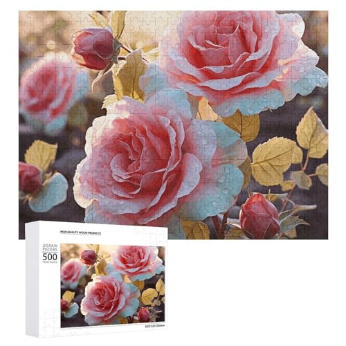 Puzzle für Erwachsene, 500 Teile, personalisiertes Bildpuzzle, Rose, Blume, Wildblumen, individuelles Holzpuzzle für Familie, Geburtstag, Hochzeit, Spielabende, Geschenke, 51,8 x 38,1 cm von NONHAI