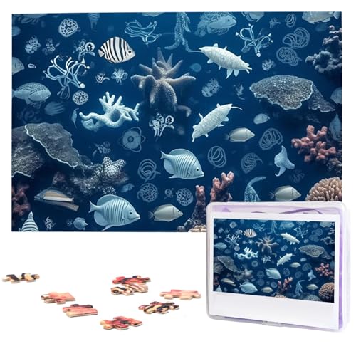 Puzzle mit 1000 Teilen für Erwachsene, herausforderndes Puzzle für Spieleabende, Geschenke, personalisiertes Bilderpuzzle, Unterwasser-Unterwasser-Lebewesen, Holzpuzzle für Familie, fertige Größe 74,9 von NONHAI