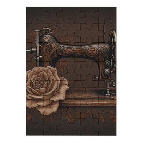 Puzzle mit Rose und Nähmaschine, für Damen und Herren, 35-teiliges Puzzle für Erwachsene, herausforderndes Puzzle für Familie, Hochzeitsgeschenk von NONHAI