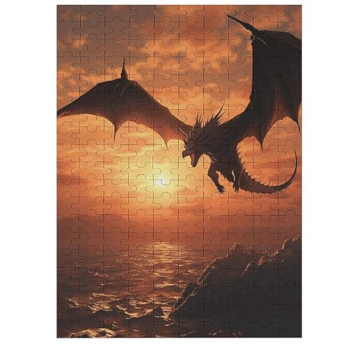 Puzzle mit fliegendem Drachen, Motiv: Meeres-Sonnenuntergang, für Damen und Herren, 200 Teile, Puzzle für Erwachsene, herausforderndes Puzzle für Familie, Hochzeitsgeschenk von NONHAI