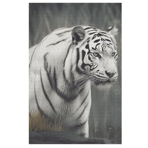 Puzzle mit weißem Tiger, für Damen und Herren, 1000 Teile, Puzzle für Erwachsene, herausforderndes Puzzle für Familie, Hochzeitsgeschenk von NONHAI