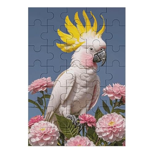 Schönes Kakadu-Vogel-Blumen-Puzzle für Damen und Herren, 35-teiliges Puzzle für Erwachsene, herausforderndes Puzzle für Familie, Hochzeitsgeschenk von NONHAI