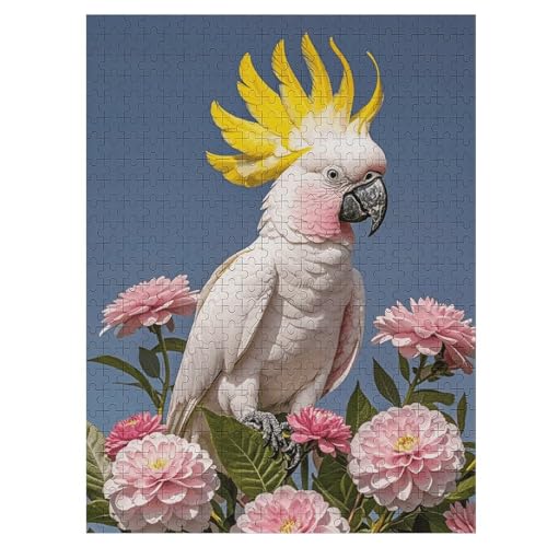 Schönes Kakadu-Vogel-Blumen-Puzzle für Damen und Herren, 500-teiliges Puzzle für Erwachsene, herausforderndes Puzzle für Familie, Hochzeitsgeschenk von NONHAI