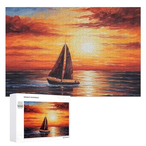 Sunset Segelboot-Puzzle für Damen und Herren, 1000 Teile, Puzzle für Erwachsene, herausforderndes Puzzle für Familie, Hochzeitsgeschenk von NONHAI