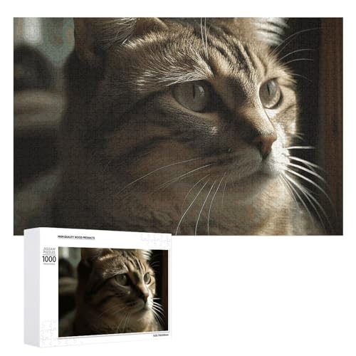 Tabby-Katzen-Puzzle für Damen und Herren, 1000 Teile, Puzzle für Erwachsene, herausforderndes Puzzle für Familie, Hochzeitsgeschenk von NONHAI