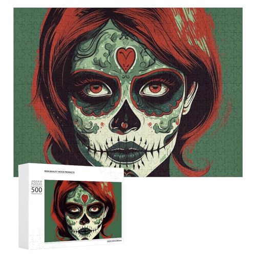 Totenkopf-Make-up-Puzzle für Damen und Herren, 500 Teile, Puzzle für Erwachsene, herausforderndes Puzzle für Familie, Hochzeitsgeschenk von NONHAI