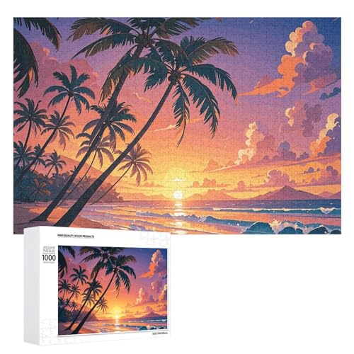 Tropischer Strand, Palme, Sonnenuntergang, Puzzle für Damen und Herren, 1000 Teile, Puzzle für Erwachsene, herausforderndes Puzzle für Familie, Hochzeitsgeschenk von NONHAI