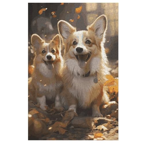 Two Corgis Puzzle for Women Men 1000 PCS Jigsaw Puzzle for Adults Challenging Puzzle for Family Wedding Gift von NONHAI