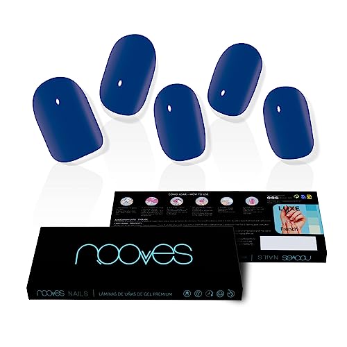 NOOVES Eaux Profondes Gel-Nagelfolien – Blau, 20 Stück, halb-gehärtete Premium-Gelnägel, Nagelaufkleber, Gel-Nagelaufkleber, inklusive 1 Nagelfeile und 1 Orangenstab, vegan von NOOVES