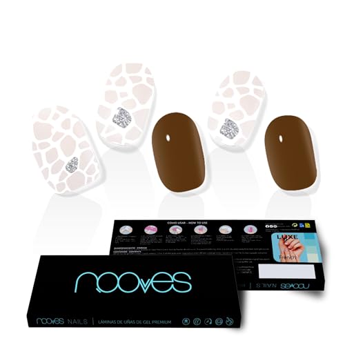 NOOVES - Gelfolien für Fingernägel | Suzanne - Art Design | 20 Stück, halb-gehärtete Premium-Gelnägel, Nagelaufkleber, Gel-Nagelaufkleber, inklusive 1 Nagelfeile und 1 Orangenstab, vegan von NOOVES