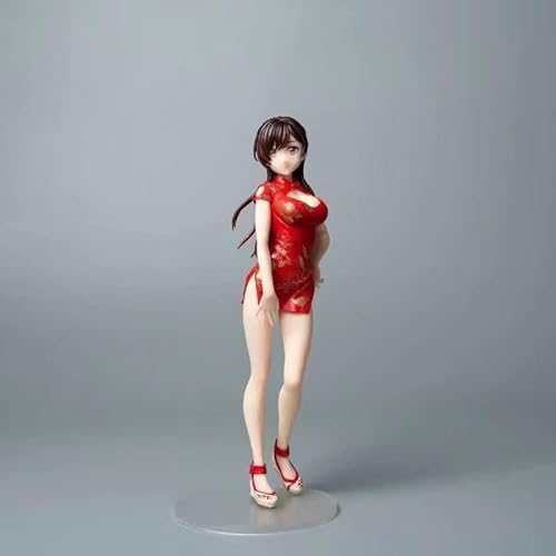 NOPQRZTU Anime-Girl-Figur, 24 cm, limitierte Auflage, Anime-Verleih-Freundin, Ichinose Chizuru, Cartoon, Otaku, Cheongsam-Mädchen, PVC-Actionfigur, Spielzeug, Mizuhara Chizuru-Kollektion, Modellpuppe von NOPQRZTU