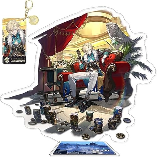 NOPQRZTU Honkai Star Rail Holder Keychain Set, Anime Acryl Display Ständer Argenti Fireflies 6 Inch Acrylic Stand Up Sign (Misha) von NOPQRZTU