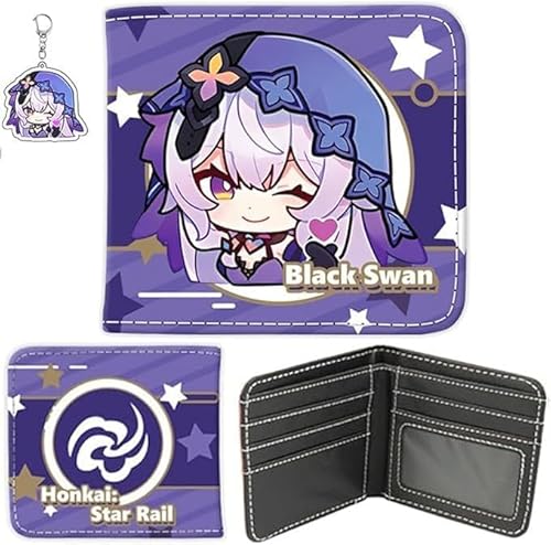 NOPQRZTU Honkai Star Rail Wallet Cute Anime Wallet Keychain Set Anime Bi-Fold Wallet Gift For Anime Game Fans (Huohuo) von NOPQRZTU