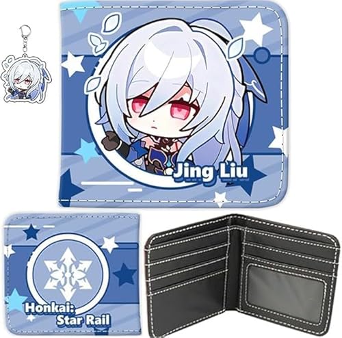 NOPQRZTU Honkai Star Rail Wallet Cute Anime Wallet Keychain Set Anime Bi-Fold Wallet Gift For Anime Game Fans (Huohuo) von NOPQRZTU