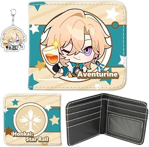 NOPQRZTU Honkai Star Rail Wallet Cute Anime Wallet Keychain Set Anime Bi-Fold Wallet Gift For Anime Game Fans (Huohuo) von NOPQRZTU