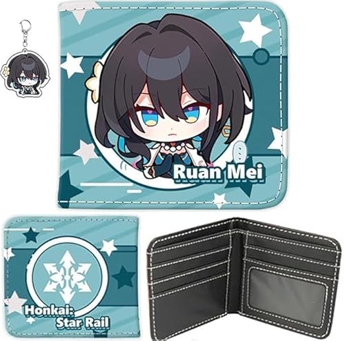 NOPQRZTU Honkai Star Rail Wallet Cute Anime Wallet Keychain Set Anime Bi-Fold Wallet Gift For Anime Game Fans (Huohuo) von NOPQRZTU