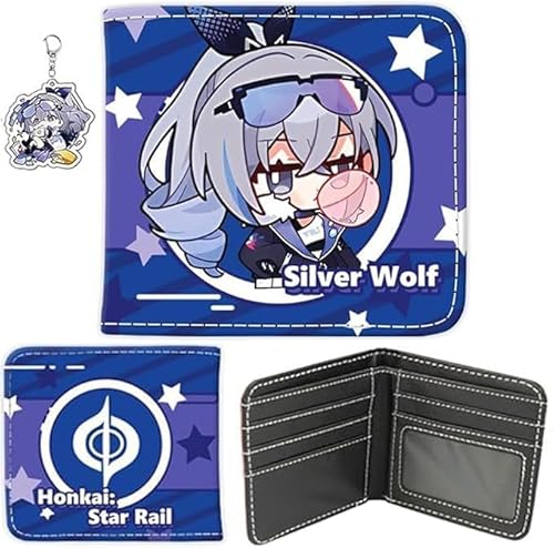 NOPQRZTU Honkai Star Rail Wallet Cute Anime Wallet Keychain Set Anime Bi-Fold Wallet Gift For Anime Game Fans (Huohuo) von NOPQRZTU