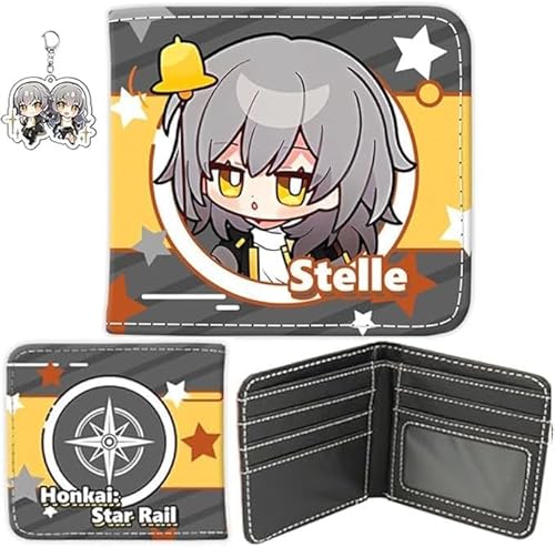 NOPQRZTU Honkai Star Rail Wallet Cute Anime Wallet Keychain Set Anime Bi-Fold Wallet Gift For Anime Game Fans (Huohuo) von NOPQRZTU