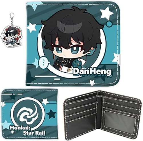 NOPQRZTU Honkai Star Rail Wallet Cute Anime Wallet Keychain Set Anime Bi-Fold Wallet Gift For Anime Game Fans (Huohuo) von NOPQRZTU