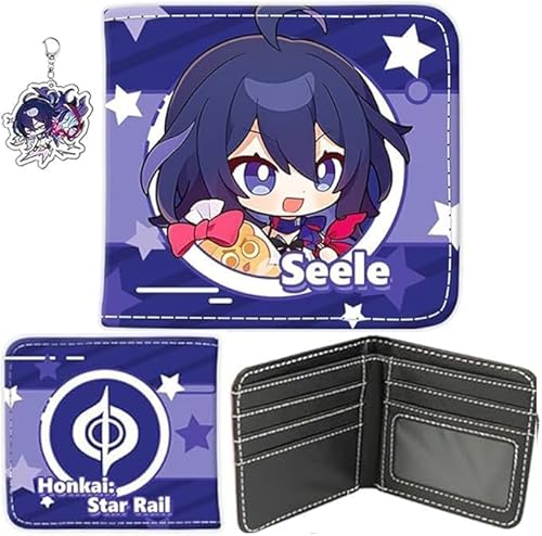 NOPQRZTU Honkai Star Rail Wallet Cute Anime Wallet Keychain Set Anime Bi-Fold Wallet Gift For Anime Game Fans (Huohuo) von NOPQRZTU