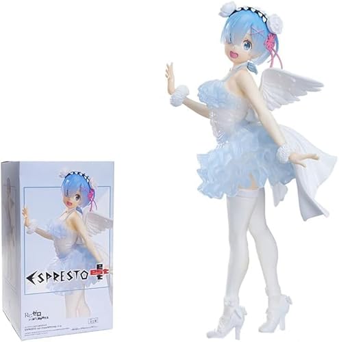 NOPQRZTU Re:Zero Starting Life in Another World, abnehmbare Anime-Figur, Angels, Rem Demons Ram Actionfigur, Rem/Ram Figur, Modell, Puppe, Spielzeug, Desktop-Ornamente, in Geschenkbox von NOPQRZTU