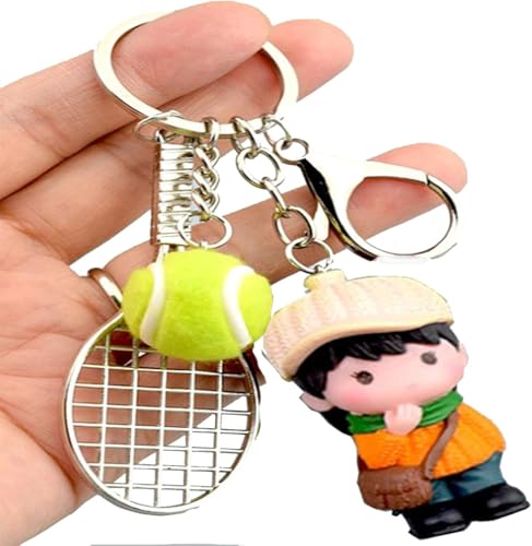 NOPQRZTU Tennis-Puppen-Schlüsselanhänger, Mini-Tennisschläger-Schlüsselanhänger, Geburtstagsgeschenke für Freunde, Lieben von NOPQRZTU