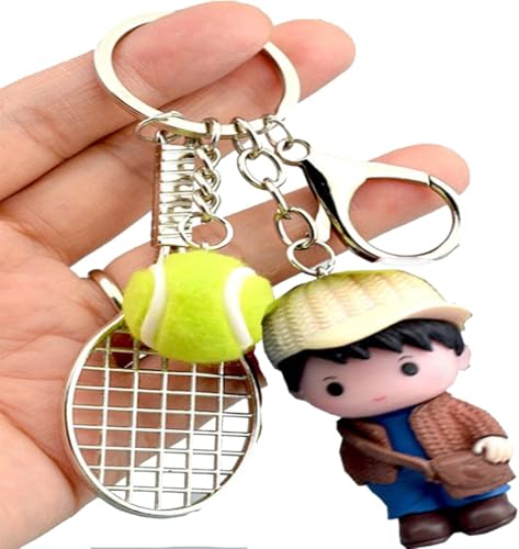 NOPQRZTU Tennis-Puppen-Schlüsselanhänger, Mini-Tennisschläger-Schlüsselanhänger, Geburtstagsgeschenke für Freunde, Lieben von NOPQRZTU