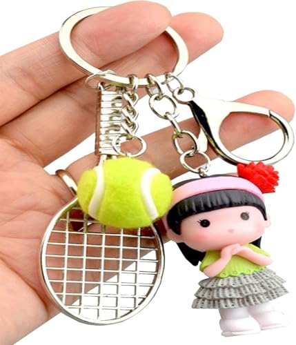 NOPQRZTU Tennis-Puppen-Schlüsselanhänger, Mini-Tennisschläger-Schlüsselanhänger, Geburtstagsgeschenke für Freunde, Lieben von NOPQRZTU