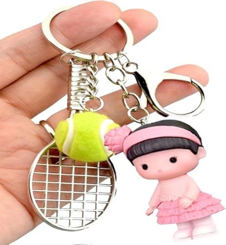 NOPQRZTU Tennis-Puppen-Schlüsselanhänger, Mini-Tennisschläger-Schlüsselanhänger, Geburtstagsgeschenke für Freunde, Lieben von NOPQRZTU