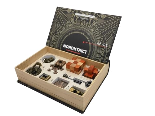 NORDISTRICT Metall und Holz Mechanische Puzzle Box Set 9 Teile, Erwachsene und Jugendliche 3D Puzzle Spiele, Handheld Decoder Lock Spielzeug NORDISTRICT Metall und Holz Mechanische Puzzle Box Set 9 Teile, Erwachsene und Jugendliche 3D Puzzle Spiele, Handheld Decoder Lock Spielzeug von NORDISTRICT