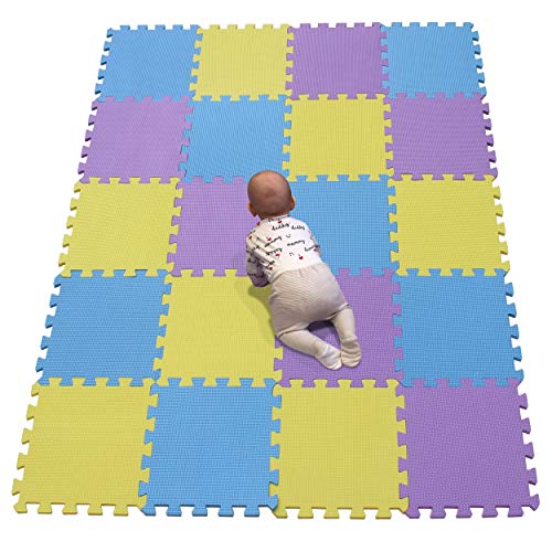 Schaumstoff-Puzzlematte, 20 Kacheln (30 cm × 30 cm × 1 cm pro Kachel), weiche Puzzle-Spielmatten for Babys, dicker EVA-Schaumstoffboden for Kinder, weiche ineinander greifende Matte for Kleinkinder un von NOURIS