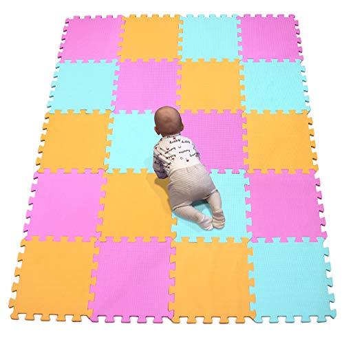 Schaumstoff-Puzzlematte, 20 Kacheln (30 cm × 30 cm × 1 cm pro Kachel), weiche Puzzle-Spielmatten for Babys, dicker EVA-Schaumstoffboden for Kinder, weiche ineinander greifende Matte for Kleinkinder un von NOURIS