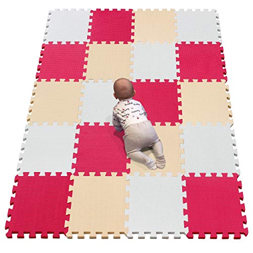 Schaumstoff-Puzzlematte, 20 Kacheln (30 cm × 30 cm × 1 cm pro Kachel), weiche Puzzle-Spielmatten for Babys, dicker EVA-Schaumstoffboden for Kinder, weiche ineinander greifende Matte for Kleinkinder un von NOURIS