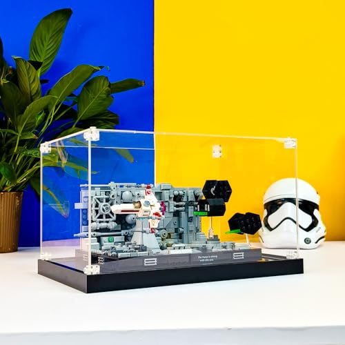 NOVDA Acryl-Vitrine für Lego Death Star Trench Run Diorama 75329, staubdichte Vitrine für Lego 75329, Größe: 30 x 20 x 16 cm (Modell Nicht im Lieferumfang enthalten) von NOVDA