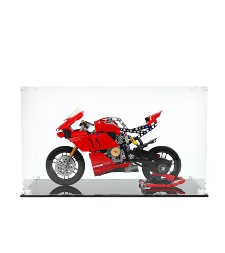 NOVDA Acryl-Vitrine für Lego Ducati Panigale V4 R Motorcycle 42107, staubdichte Display-Box für Lego 42107, Größe: 38x20x20 cm (Modell Nicht im Lieferumfang enthalten) von NOVDA