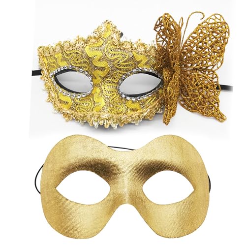 NPXUAMTJ Paar Schwarze Partymasken Mit Elegantem Schmetterlingsdetail Einzigartiger Stil Mit Schmetterlingsseite Verziert Maskerade Maskenzubehör von NPXUAMTJ