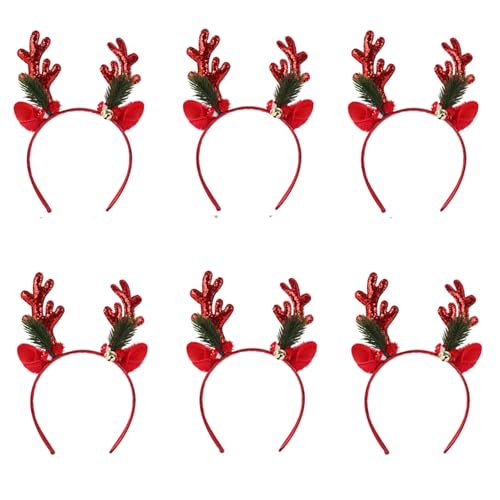 NPXUAMTJ Set Von 6 Weihnachtsthema Antler Stirnbändern Stylische Weihnachtsgeweih Stirnbänder Haare Für Familienfeierlichkeiten von NPXUAMTJ