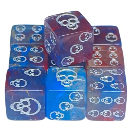 NPYQ 10 Stück Acryl Schädelmuster Würfel Rollenspiel Tischspielwürfel Sechsseitige Würfel Runde Eckwürfel Mahjong Zubehör von NPYQ