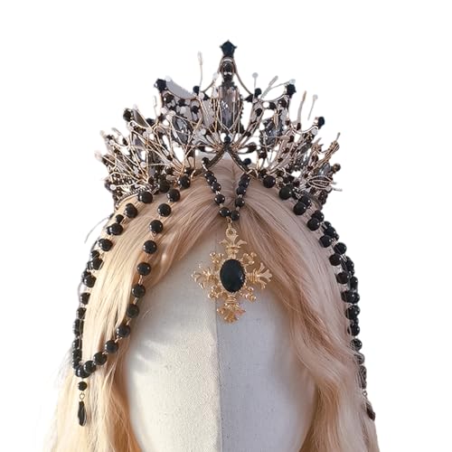 NPYQ Blingbling Crowns Haare Hoop Girl Halloween Party Elegantes Festzug Wasser Drop Perle Girl Coronet Kostüm Kopfbedeckung von NPYQ