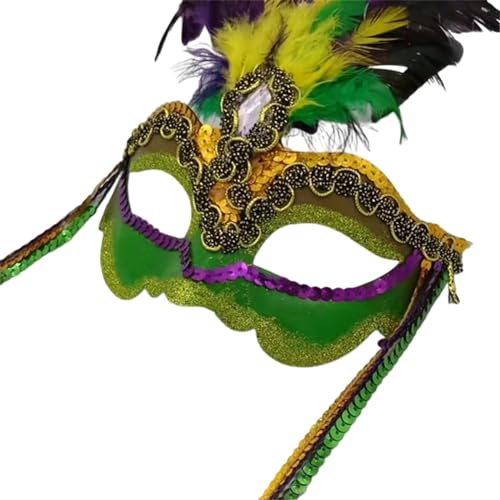 NPYQ Maskerade Maske Halloween Kugelmaske Weihnachtsmaske Mit Federn Für Paare Damen Und Herren Karneval Maske Karneval Kostüm Zubehör Set Für Männer Erwachsene Und Frauen von NPYQ
