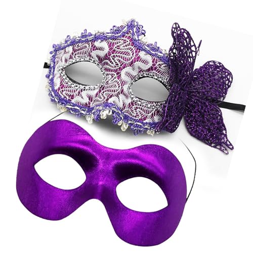 NPYQ Paar Schwarzer Partymaske Mit Elegantem Schmetterlingsdetail Einzigartige Styles Schmetterlingsseite Dekorierte Maskeraden Maske Accessoire von NPYQ