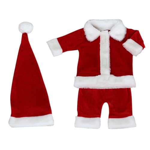 NPYQ Weihnachts Baby Outfit Weihnachtsmann 3-teiliges Set Langärmelig Plüschkragen Mantel Hose Und Mütze Für Party Familienfeiern von NPYQ