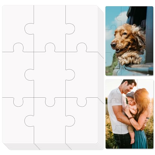 10 Blatt Leere Puzzles, 13 x 9 cm Komplett Weiße Puzzle Puzzles zum Bedrucken Druckbare DIY-Puzzles Thermotransfer Puzzles Leere Puzzles für Kinder Denkspiel von NQEUEPN