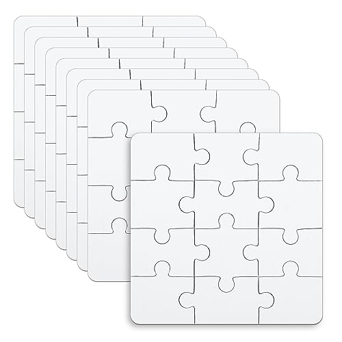 10 Blatt Leere Puzzles für Kinder, 10 x 10 cm Leere Puzzles 12-teiliges Leeres Puzzle Komplett Weiße Puzzles für Kinder, Geburtstagsspiele, Aktivitäten, Partygeschenke, Basteln von NQEUEPN