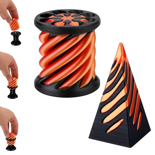 2 STK Unmögliches Zappelspielzeug, 3D Gedruckt Pyramide und Zylinder Zappelspielzeug PLA Zappelspielzeug zum Stressabbau Entspannen von NQEUEPN