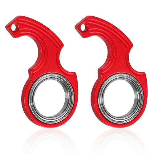 2stk Schlüsselanhänger-Spinner, Zappelspielzeug Tragbar Finger-Spinning-Schlüsselanhänger mit 2stk Schlüsselring Schlüsselhalter-Spielzeug für Erwachsene Jugendliche Fingertraining (Rot) von NQEUEPN