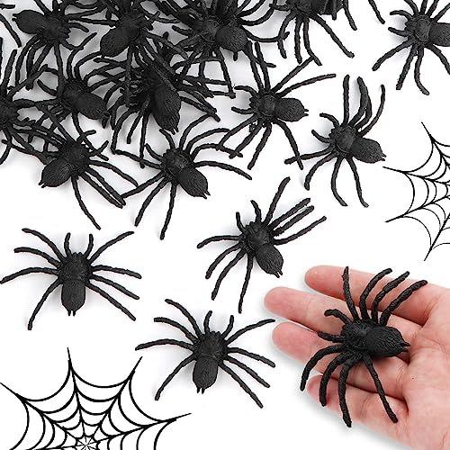 30pcs Realistische Plastikspinnen, 3.14x2.75 Zoll Gruselige Spinne Lustige Spinne Streich Spinne Spielzeug Haunted Haus Dekorationen für Teens Erwachsene Halloween Narr's Day Theme Party (schwarz) von NQEUEPN