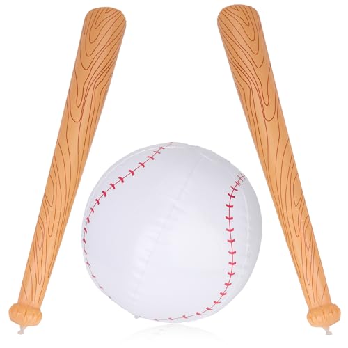 NQEUEPN 3st Aufblasbarer Baseballschläger mit Ball, Pool Baseball Set Inklusive 2 Aufblasbarer Baseballschläger & Aufblasbarem Baseball Partygeschenke für Sportspiele am Pool Strand Geburtstagsparty von NQEUEPN