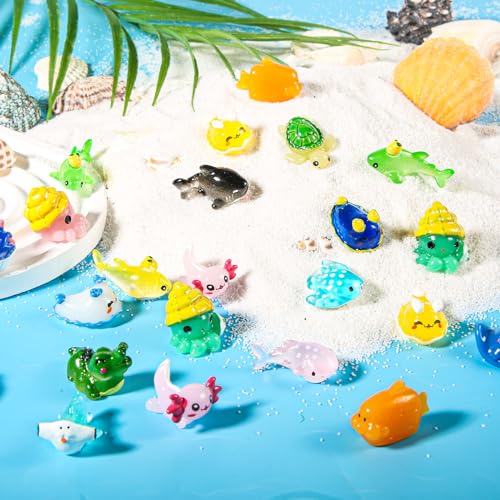 40stk Mini Figuren Ozean, 20 Stile Meerestiere aus Kunstharz Winzige Axolotl-Miniatur Ozean Tiere Figuren für Puppenhaus-Gartendekoration Partybevorzugung Bastelzubehör von NQEUEPN