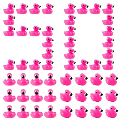 NQEUEPN 50 Stück Mini Flamingos, Niedlich Mini Harz Tiere Flamingo-Partydekorationen Winzige Flamingo-Figuren für Bastelarbeiten Puppenhaus Partygeschenke Zuhause Garten (Rosenrot) von NQEUEPN